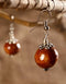 Single Blue Pottery Bead Earrings (Brown)